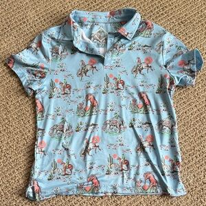 BURLEBO Kids Polo with Cowboy Print - Sky Blue
